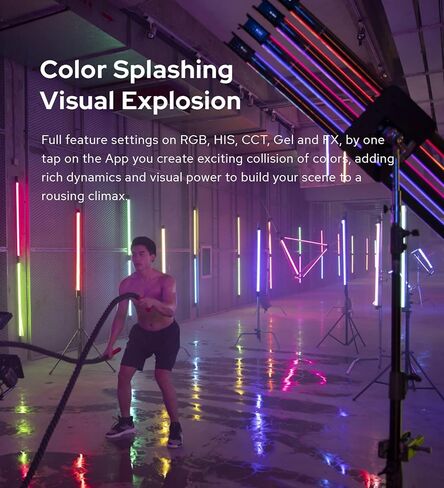 GODOX TL60 RGB Tube Light,CRI 96 TLCI 98,Color Temper 2700K~6500K,100% Brightness (LUX),39 FX Effects,2.4G Wireless,Support APP Control/DMX Control (4PCS) in Kuwait