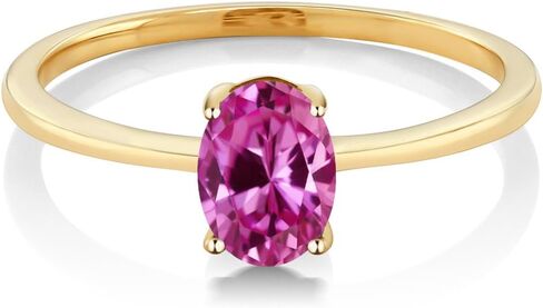 Gem Stone King 10K Yellow Gold Gemstone Birthstone Solitaire Engagement Ring | Oval 7X5MM | Wedding Anniversary Promise Ring For Women | Available In Size 5, 6, 7, 8, 9 in Saudi Arabia