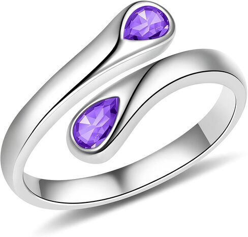 Fookduoduo Sterling Silver Adjustable Thumb Birthstone Rings for Women Promise Love Pinky Ring for Her Birthday Gifts Jewelry in Saudi Arabia