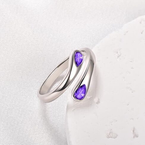 Fookduoduo Sterling Silver Adjustable Thumb Birthstone Rings for Women Promise Love Pinky Ring for Her Birthday Gifts Jewelry in Saudi Arabia