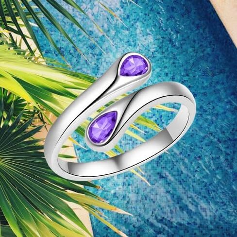 Fookduoduo Sterling Silver Adjustable Thumb Birthstone Rings for Women Promise Love Pinky Ring for Her Birthday Gifts Jewelry in Saudi Arabia