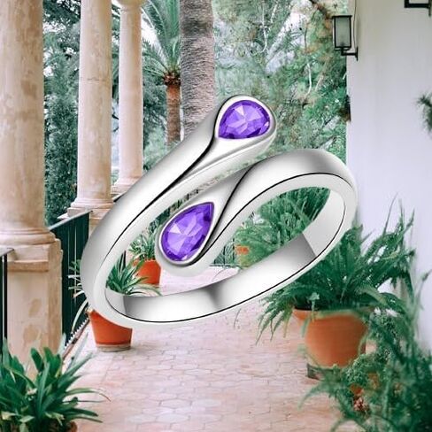 Fookduoduo Sterling Silver Adjustable Thumb Birthstone Rings for Women Promise Love Pinky Ring for Her Birthday Gifts Jewelry in Saudi Arabia