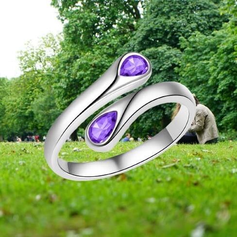 Fookduoduo Sterling Silver Adjustable Thumb Birthstone Rings for Women Promise Love Pinky Ring for Her Birthday Gifts Jewelry in Saudi Arabia
