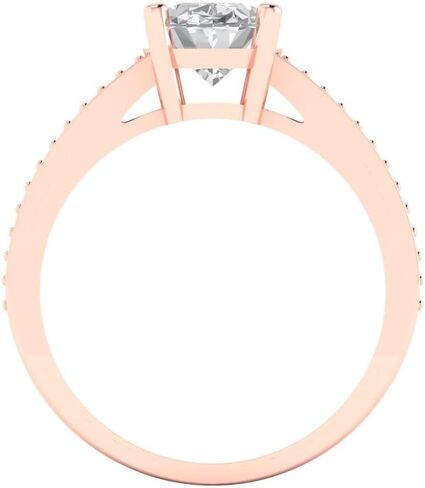 Clara Pucci 2.32 TCW Oval Cut Engging Ring للنساء ، الذهب الصلب 14K ، الذهب الوردي ، solitaire مع لهجات الذكرى الزفاف من الياقوت الأبيض in Saudi Arabia