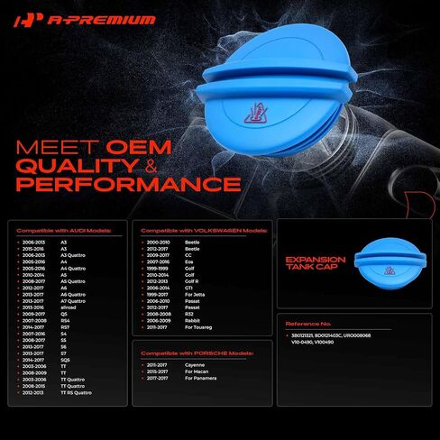 A-Premium Coolant Reservoir Expansion Tank Cap Compatible with Volkswagen Jetta, Passat, Golf, Beetle, CC, Touareg, Eos, GTI & Audi Q5, A3 A4 A5 A6 A7 Quattro, TT & Porsche Cayenne, Macan, Panamera in Saudi Arabia