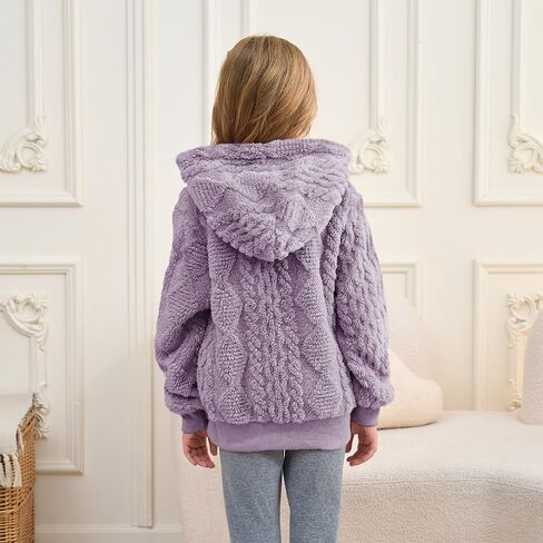 Girls Hoodies Fuzzy Sweater Warm Sherpa Top Girls Boys Pullover Sweatshirts With Pockets 5-14 Years in Saudi Arabia