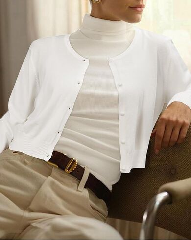 Newshows Cropped Cardigan Sweaters for Women 2023 Crew Neck Button Down Open Front Knit Bolero Shrugs in Kuwait