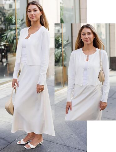 Newshows Cropped Cardigan Sweaters for Women 2023 Crew Neck Button Down Open Front Knit Bolero Shrugs in Kuwait