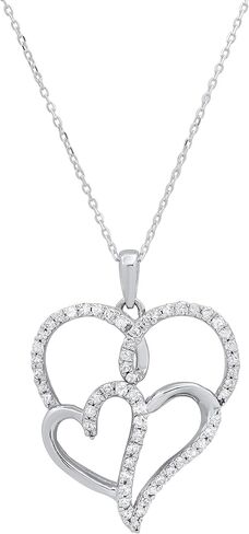Dazzlingrock Collection 0.14 Carat (ctw) Round White Diamond Ladies Triple Heart Pendant, Sterling Silver in Saudi Arabia