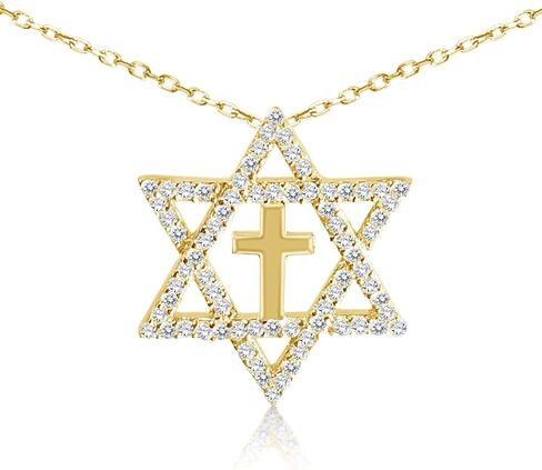 Alef Bet by Paula Star of David and Cross Sparkling Necklace in Saudi Arabia
