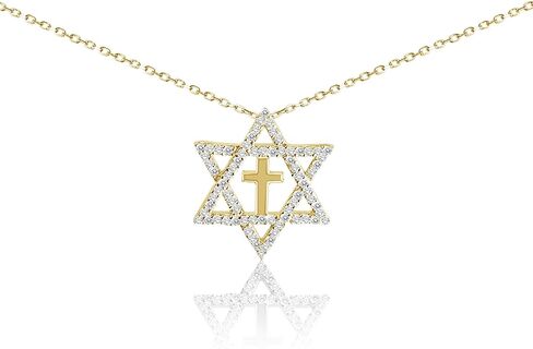 Alef Bet by Paula Star of David and Cross Sparkling Necklace in Saudi Arabia