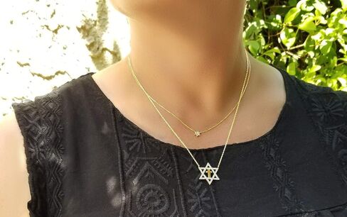 Alef Bet by Paula Star of David and Cross Sparkling Necklace in Saudi Arabia