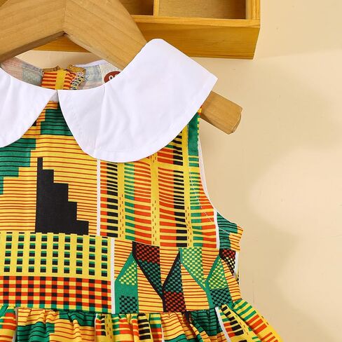 فستان VINUOKER للفتيات الصغار صيفي مزين بالورود بدون أكمام فستان صيفي بياقة بيتر بان فستان كاجوال فستان بولو in Kuwait