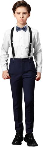 Kids Necktie Bowtie Suspender Set for Boys Girls Pre-tied Adjustable Accessory Sets for Wedding School Uniforms in Kuwait