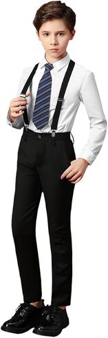 Kids Necktie Bowtie Suspender Set for Boys Girls Pre-tied Adjustable Accessory Sets for Wedding School Uniforms in Kuwait