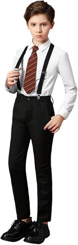 Kids Necktie Bowtie Suspender Set for Boys Girls Pre-tied Adjustable Accessory Sets for Wedding School Uniforms in Kuwait