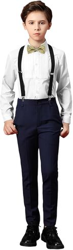 Kids Necktie Bowtie Suspender Set for Boys Girls Pre-tied Adjustable Accessory Sets for Wedding School Uniforms in Kuwait