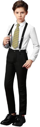 Kids Necktie Bowtie Suspender Set for Boys Girls Pre-tied Adjustable Accessory Sets for Wedding School Uniforms in Kuwait