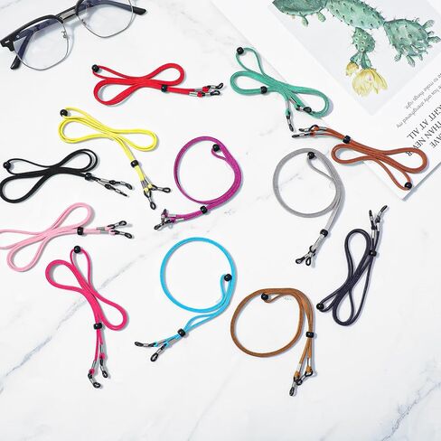 حزام نظارات 12pcs ، حاملي نظارات العين حول الرقبة ، سلسلة نظارات الحبل القابلة للتعديل للنساء الرجال ، سلسلة زجاجية القراءة (ألوان غنية) in Kuwait