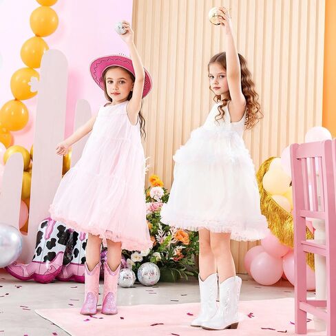 Girls Cowboy Boots Cowgirl Western Boot for Kids Rhinestone Shurparly Toddler But Boots Ponited Tee Mid Calf Party for Little Big Kid in Kuwait