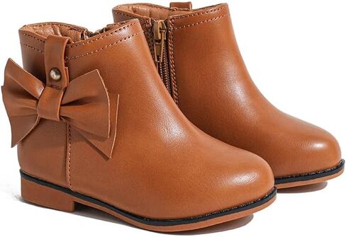 أحذية Girls Fashion Boots for Girls with Zipper Short Soede Booties with Bow for Toddler/Little Kids in Kuwait