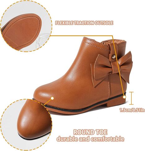 أحذية Girls Fashion Boots for Girls with Zipper Short Soede Booties with Bow for Toddler/Little Kids in Kuwait