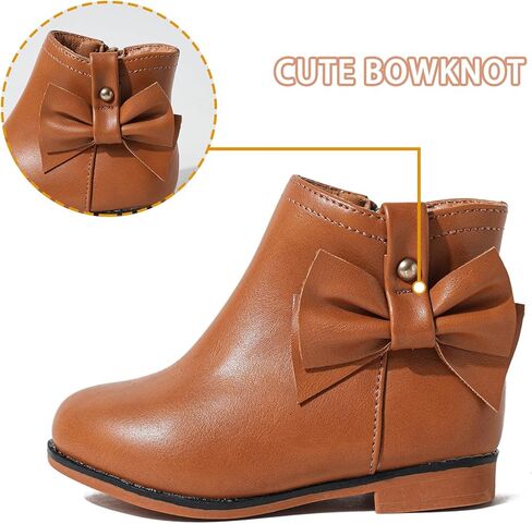 أحذية Girls Fashion Boots for Girls with Zipper Short Soede Booties with Bow for Toddler/Little Kids in Kuwait