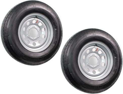 eCustomrim 2-Pack Radial Trailer Tire On Rim ST225/75R15 Load Range E 15" 6 Lug Modular Silver Wheel - 6 Year Warranty w/Free Roadside in Saudi Arabia