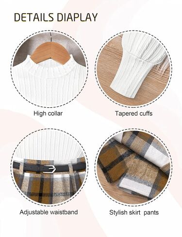 Clothes For Girls Skirt Pants Sets Long-Sleeved Round Neck Top Flannel Plaid Skirt Dress Beret Girls Outfit 3 Piece in Saudi Arabia