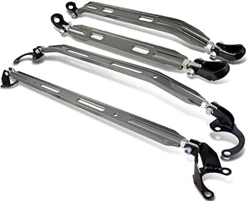 شريط Strut Hyperspeed الأمامي+الخلفي+الجزء العلوي+البرج السفلي بار 4PCS CNC الألومنيوم الملاءمة لهوندا Civic/CRX/Civic del Sol من أجل acura integra ، استبدال السيارات (جميع 4pcs w/23 "الخلفية السفلى ، gunmetal) in Kuwait