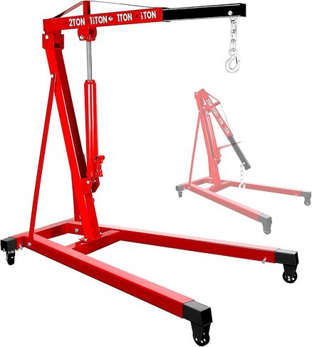 6000 LBS Engine Hoist with Leveler, 3 Ton Cherry Picker Engine Hoist, Folding Engine Shop Crane Hoist Lift, 8 Ton Hydraulic Pump, Cherry Picker Shop Crane with 6 Casters (2Ton) in Saudi Arabia