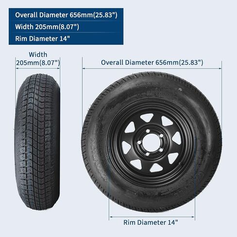 إطارات مقطورة 2 حزمة على إطارات وعجلات مقطورة RIM ST205/75D14 in Kuwait