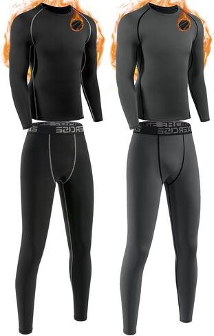 2 Packs Boys Thermal Underwear Set Boys Compression Set Athletic Kids Thermals Top and Bottom Baselayer Sets in Kuwait