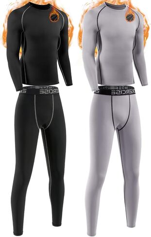 2 Packs Boys Thermal Underwear Set Boys Compression Set Athletic Kids Thermals Top and Bottom Baselayer Sets in Kuwait