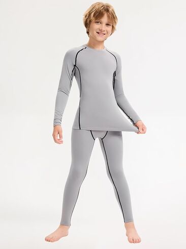 2 Packs Boys Thermal Underwear Set Boys Compression Set Athletic Kids Thermals Top and Bottom Baselayer Sets in Kuwait