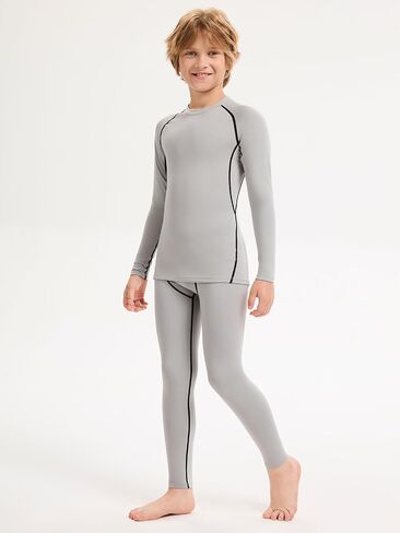 2 Packs Boys Thermal Underwear Set Boys Compression Set Athletic Kids Thermals Top and Bottom Baselayer Sets in Kuwait