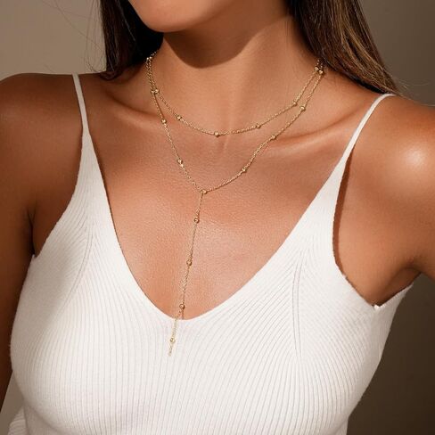 Layered Necklaces for Women,14K Gold Plated Necklace for Women Dainty Cross Pearl Shell Starfish Pendant Necklaces Stack Adjustable Non Tarnish Trendy Jewelry in Saudi Arabia