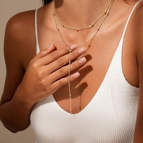Layered Necklaces for Women,14K Gold Plated Necklace for Women Dainty Cross Pearl Shell Starfish Pendant Necklaces Stack Adjustable Non Tarnish Trendy Jewelry in Saudi Arabia