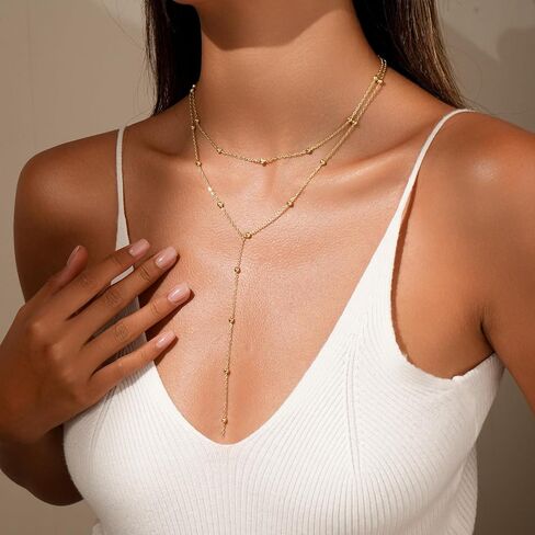 Layered Necklaces for Women,14K Gold Plated Necklace for Women Dainty Cross Pearl Shell Starfish Pendant Necklaces Stack Adjustable Non Tarnish Trendy Jewelry in Saudi Arabia