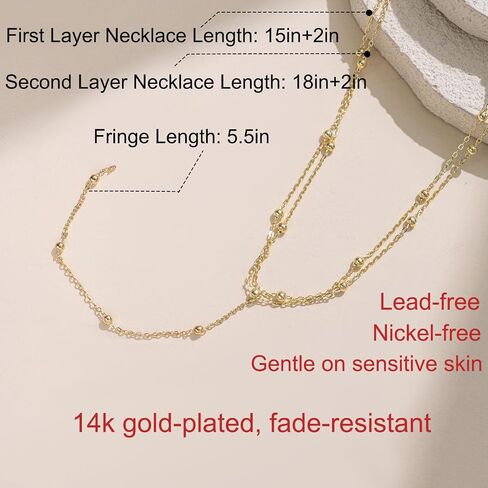Layered Necklaces for Women,14K Gold Plated Necklace for Women Dainty Cross Pearl Shell Starfish Pendant Necklaces Stack Adjustable Non Tarnish Trendy Jewelry in Saudi Arabia