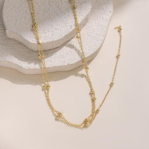 Layered Necklaces for Women,14K Gold Plated Necklace for Women Dainty Cross Pearl Shell Starfish Pendant Necklaces Stack Adjustable Non Tarnish Trendy Jewelry in Saudi Arabia