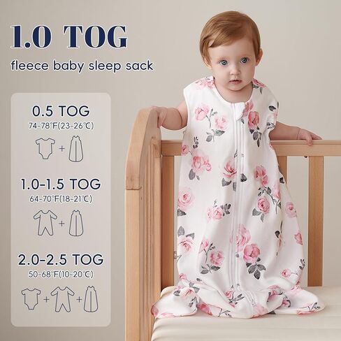 PHF 3 Pack Soft Micro-Fleece Baby Sleep Sack, 12-18 Months Warm Baby Wearable Blanket, 2-Way Zipper Sleeping Bags, Comfy Toddler Sleeping Sack for Baby Girls, Large Size, Snow White&Grey&Pink in Kuwait