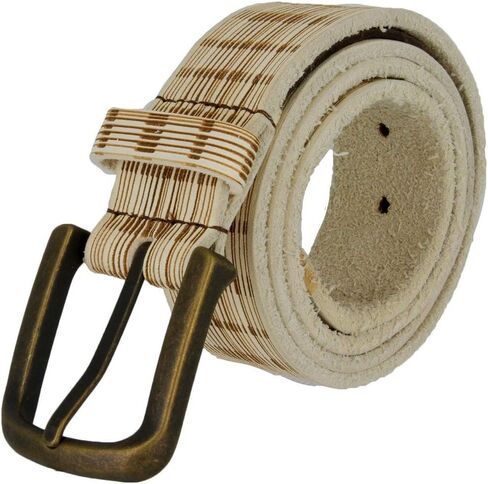 Vintage Full Grain Leather Plaid Casual Jean Belt * Made in Italy * in Kuwait