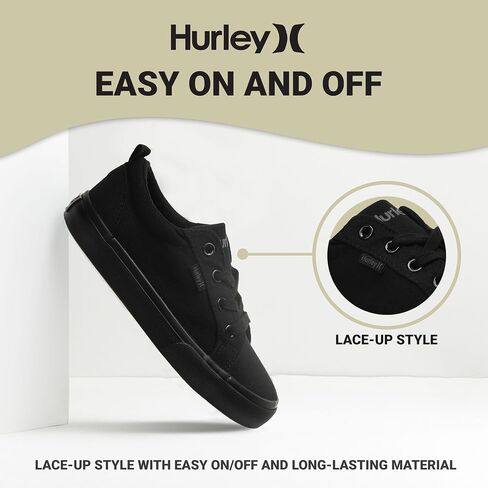 Hurley Finn Kids Lace Up Canvas Sneakers - أحذية التزلج منخفضة التزلج للأطفال والأحذية الرياضية للأولاد والبنات in Saudi Arabia