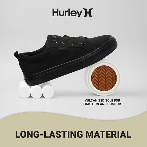 Hurley Finn Kids Lace Up Canvas Sneakers - أحذية التزلج منخفضة التزلج للأطفال والأحذية الرياضية للأولاد والبنات in Saudi Arabia