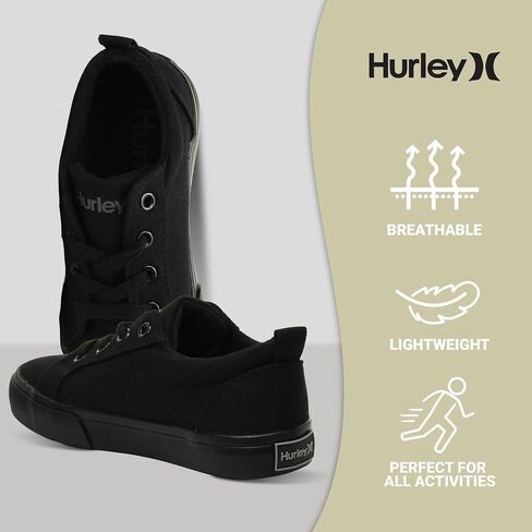 Hurley Finn Kids Lace Up Canvas Sneakers - أحذية التزلج منخفضة التزلج للأطفال والأحذية الرياضية للأولاد والبنات in Saudi Arabia