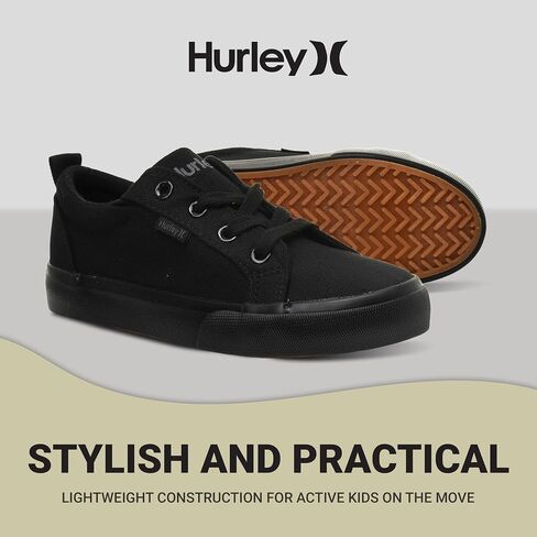 Hurley Finn Kids Lace Up Canvas Sneakers - أحذية التزلج منخفضة التزلج للأطفال والأحذية الرياضية للأولاد والبنات in Saudi Arabia