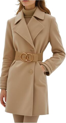 Women Beige Taupe Fashion Fashion Belt - Hip High Weast Big Circle Metal Buckles S M Z013 in Saudi Arabia