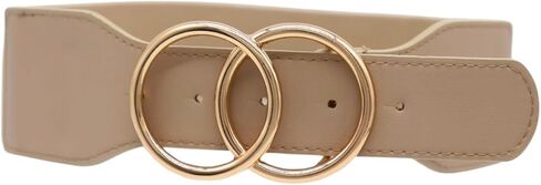 Women Beige Taupe Fashion Fashion Belt - Hip High Weast Big Circle Metal Buckles S M Z013 in Saudi Arabia