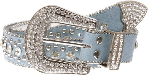 Women's Western Cowgirl Alligator Rhinestone Studded Leather Belt in Saudi Arabia